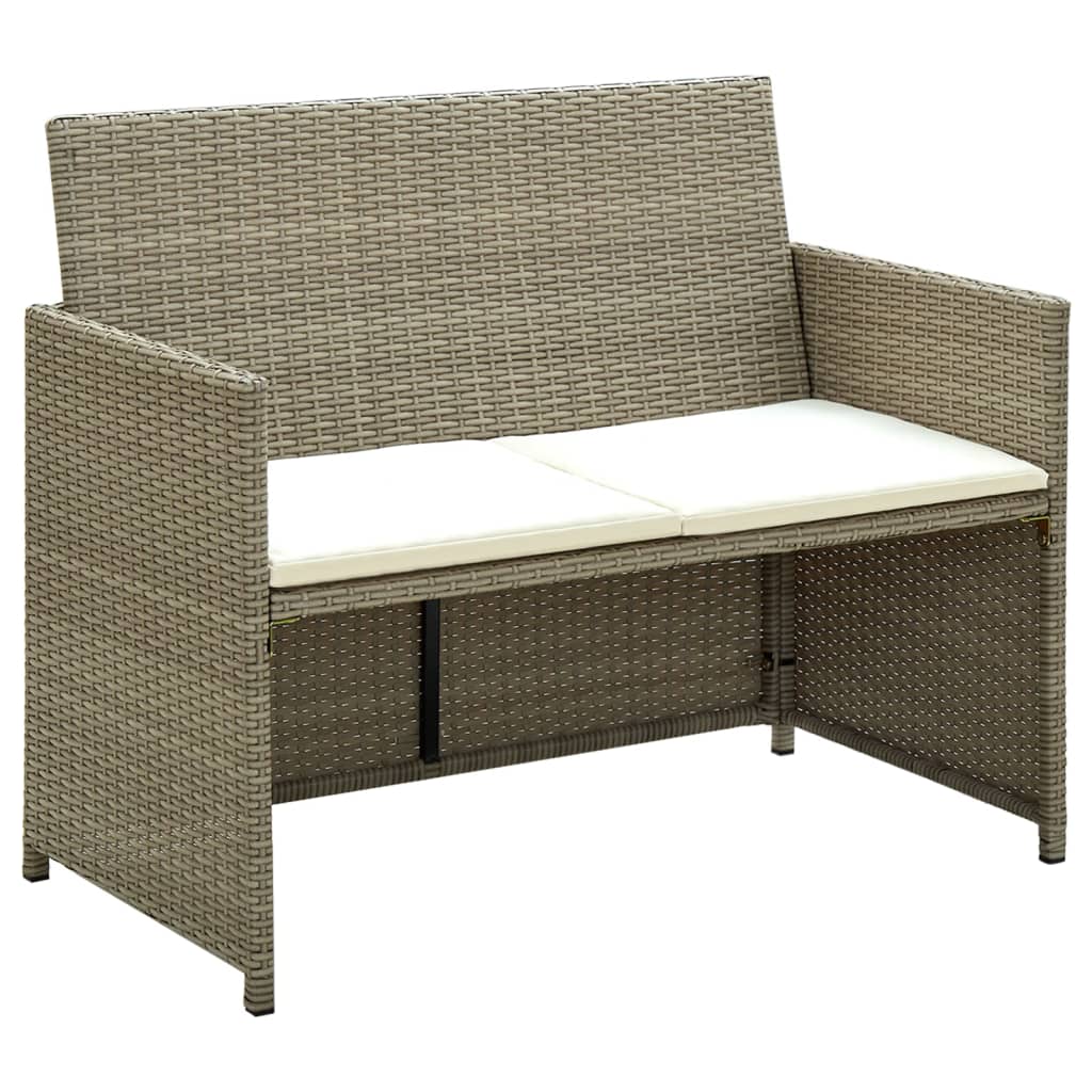 Patio Furniture Set 4 Piece Loveseat Sofa with Cushions Poly Rattan