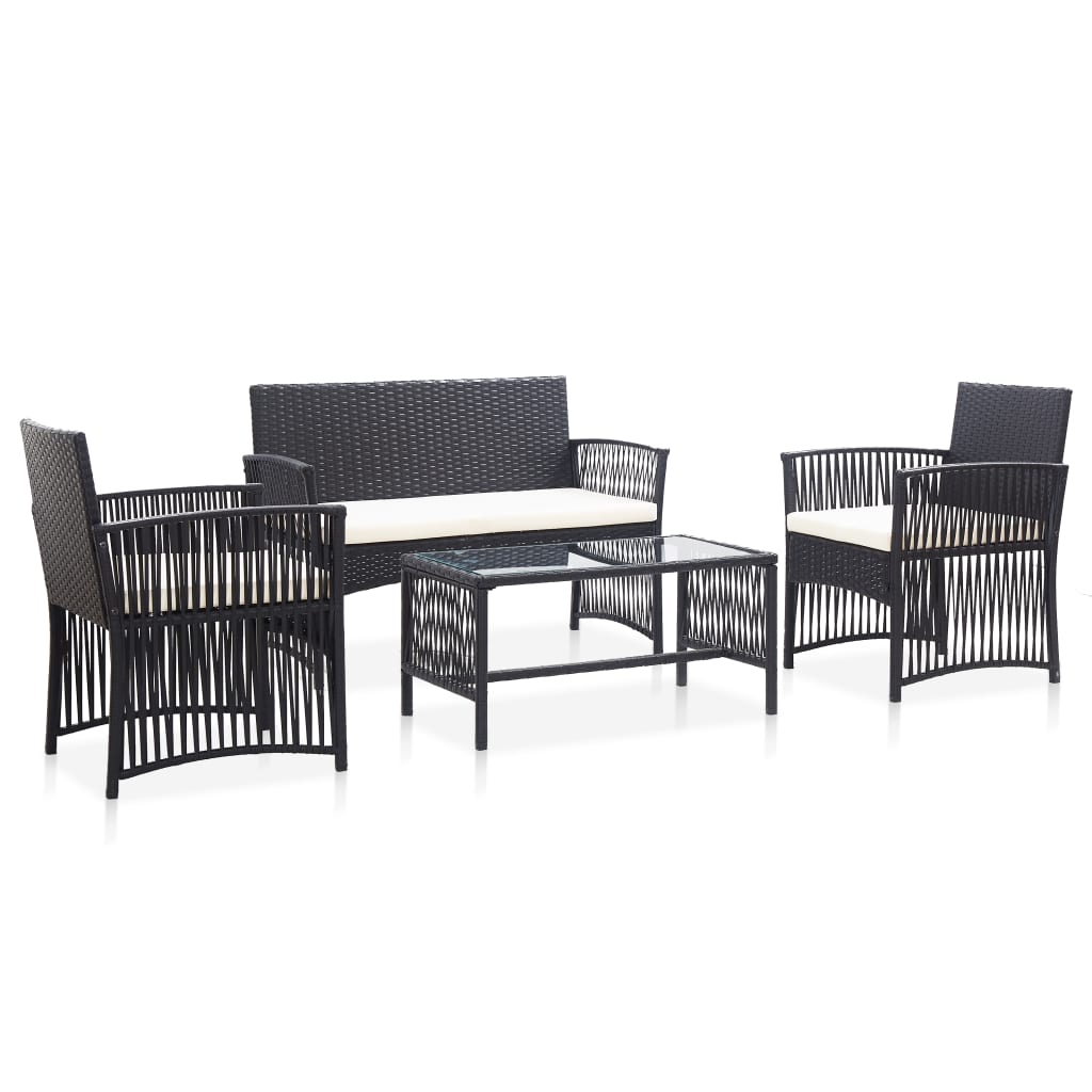 Patio Furniture Set 4 Piece Patio Sofa Conversation Set Poly Rattan