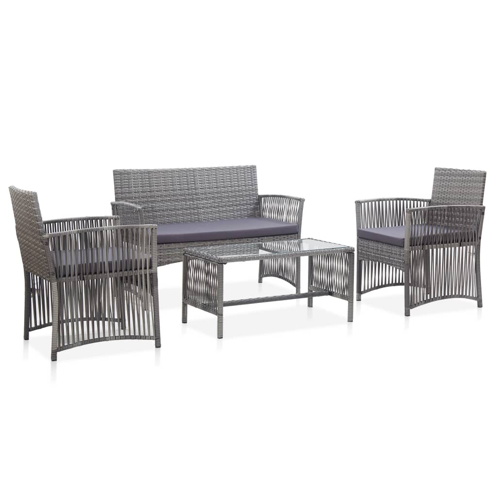 Patio Furniture Set 4 Piece Patio Sofa Conversation Set Poly Rattan