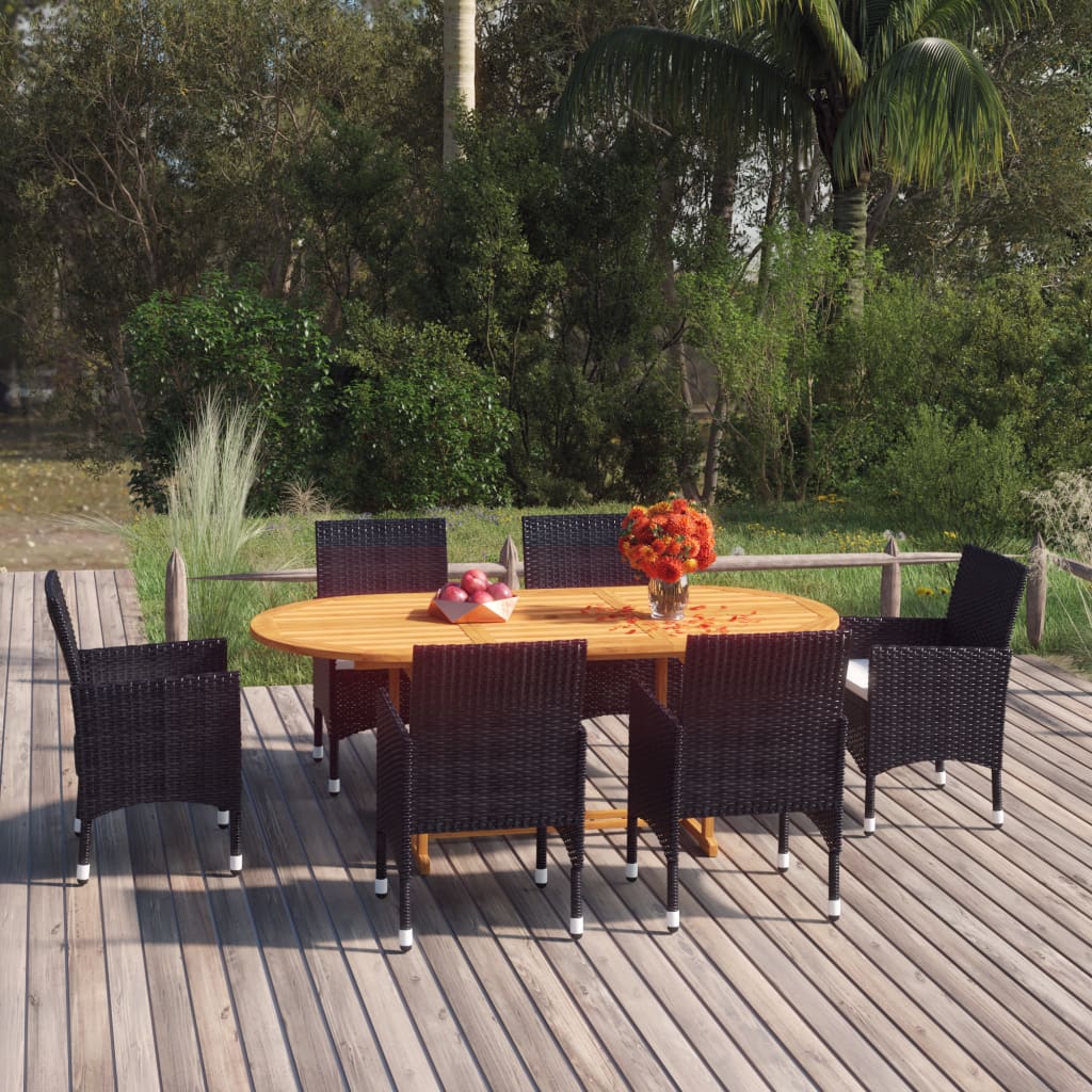 Patio Dining Set 7 Piece Poly Rattan Outdoor Furniture Multi Colors