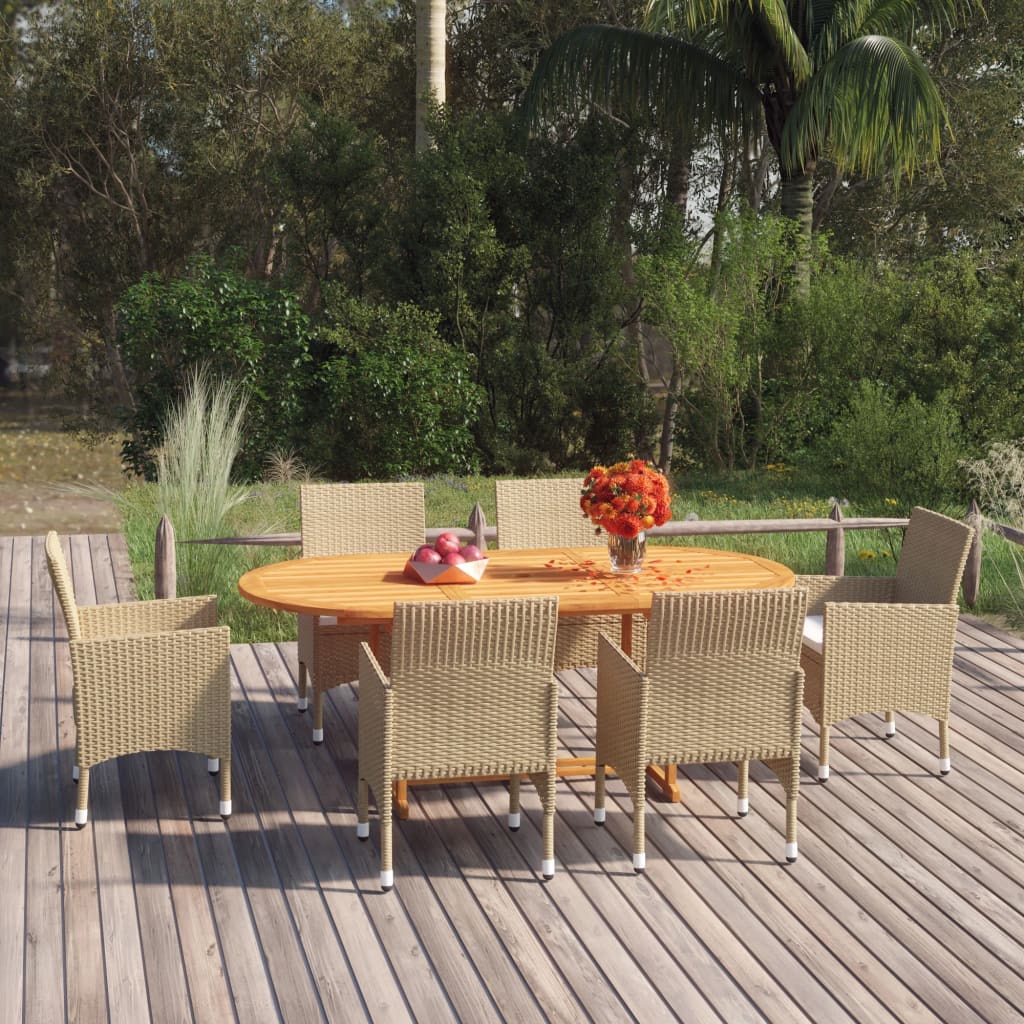 Patio Dining Set 7 Piece Poly Rattan Outdoor Furniture Multi Colors
