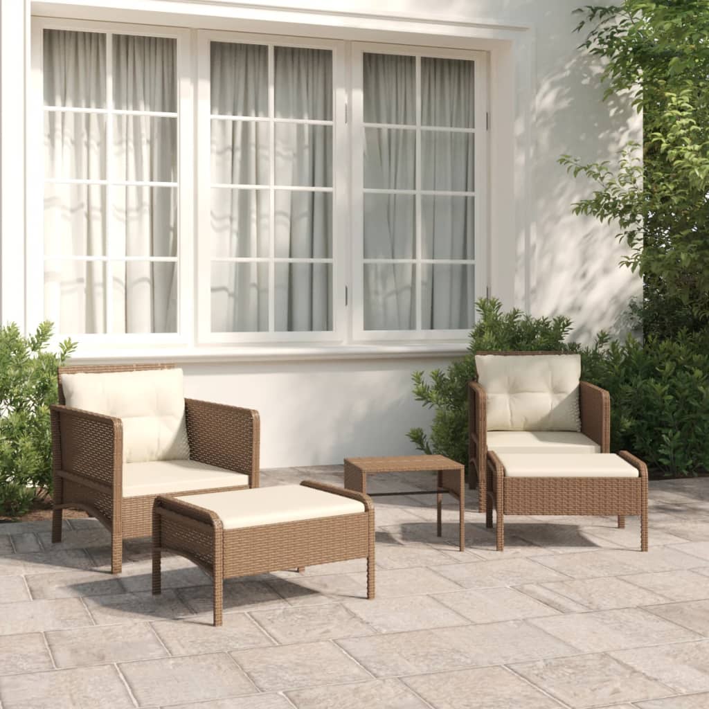 Patio Furniture Set 5 Piece Outdoor Chair with Cushions Poly Rattan