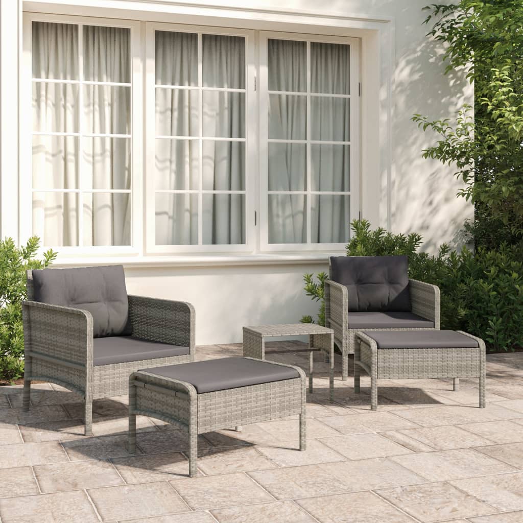 Patio Furniture Set 5 Piece Outdoor Chair with Cushions Poly Rattan