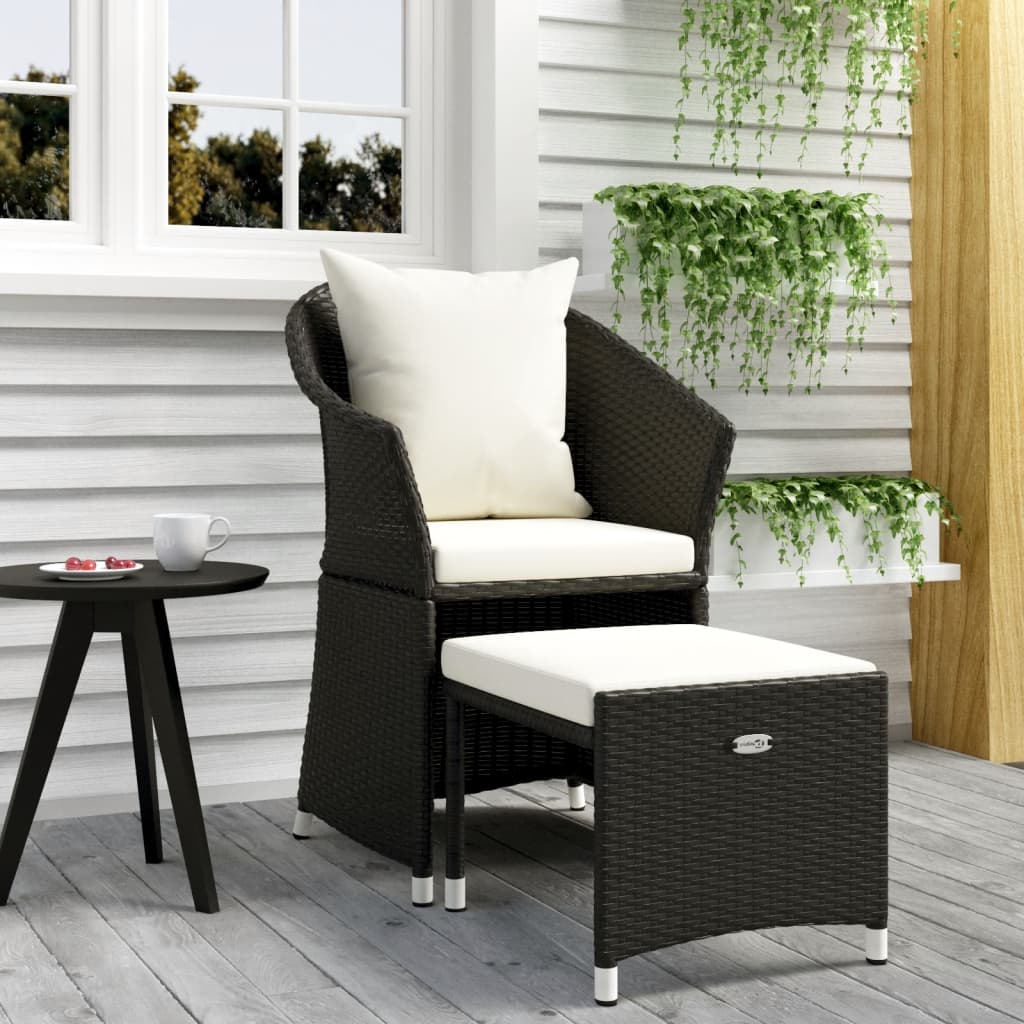 Patio Furniture Set 2 Piece Lounge Chair with Cushions Poly Rattan