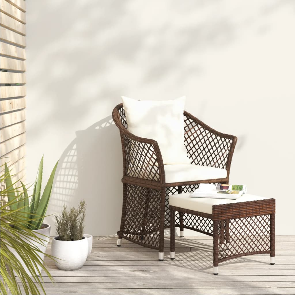 Patio Furniture Set 2 Piece Lounge Chair with Cushions Poly Rattan