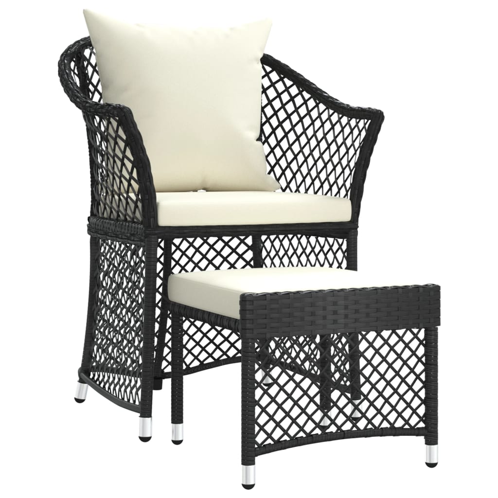 Patio Furniture Set 2 Piece Lounge Chair with Cushions Poly Rattan