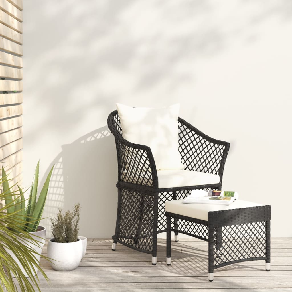 Patio Furniture Set 2 Piece Lounge Chair with Cushions Poly Rattan