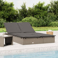 2-Person Sunbed with Cushions Outdoor Daybed Furniture Poly Rattan
