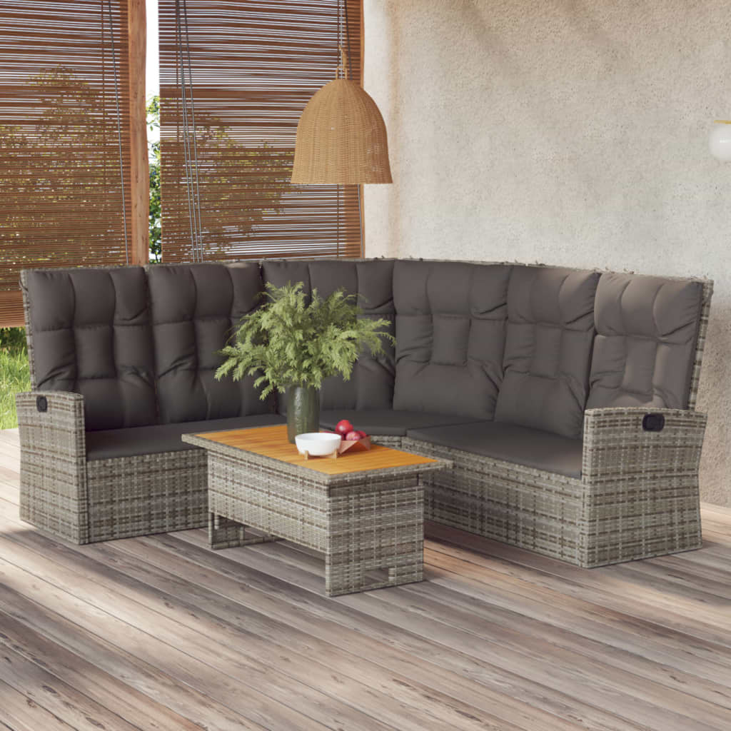 Patio Furniture Set 2 Piece Sectional Sofa with Cushions Poly Rattan