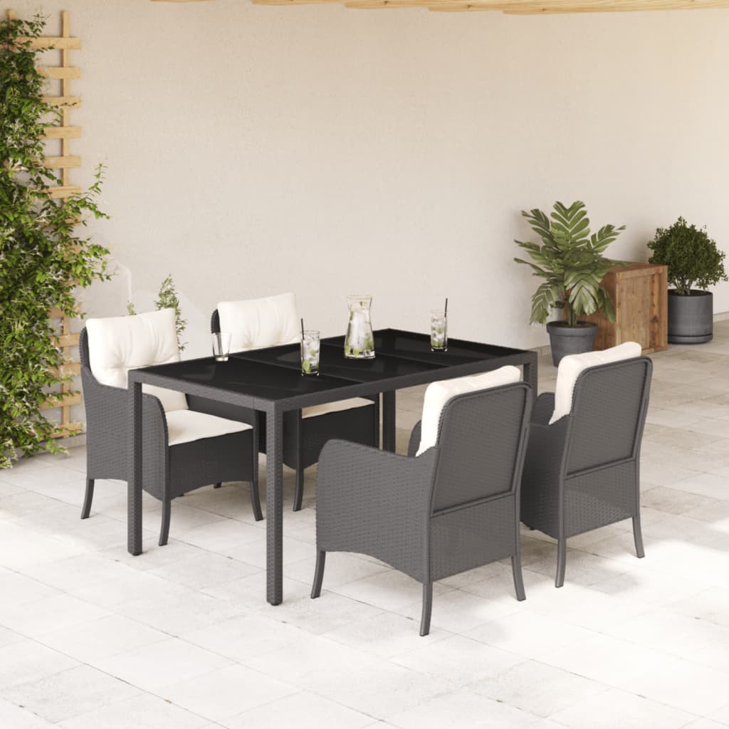 Patio Dining Set with Cushions Outdoor Garden Furniture Poly Rattan