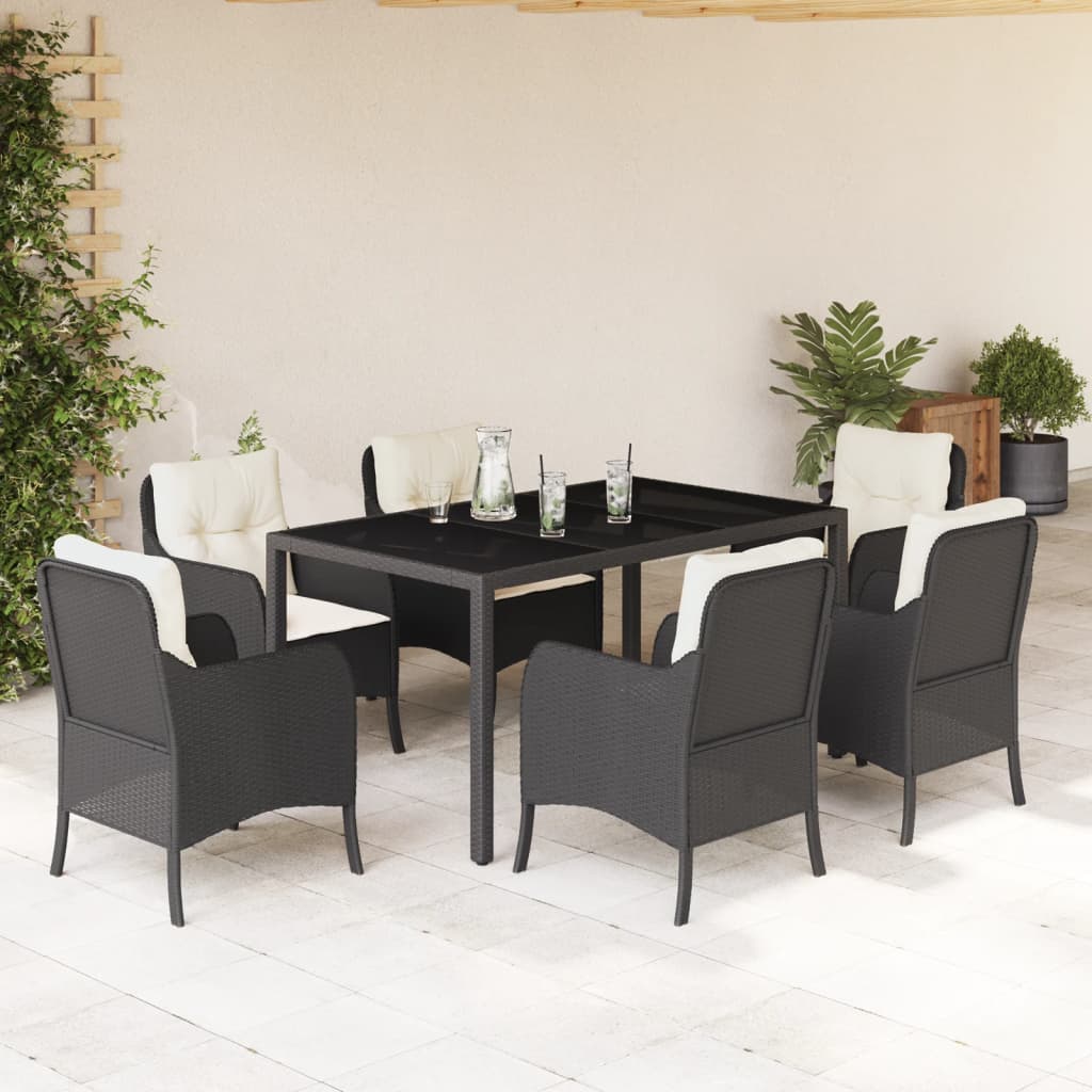 Patio Dining Set with Cushions Outdoor Garden Furniture Poly Rattan
