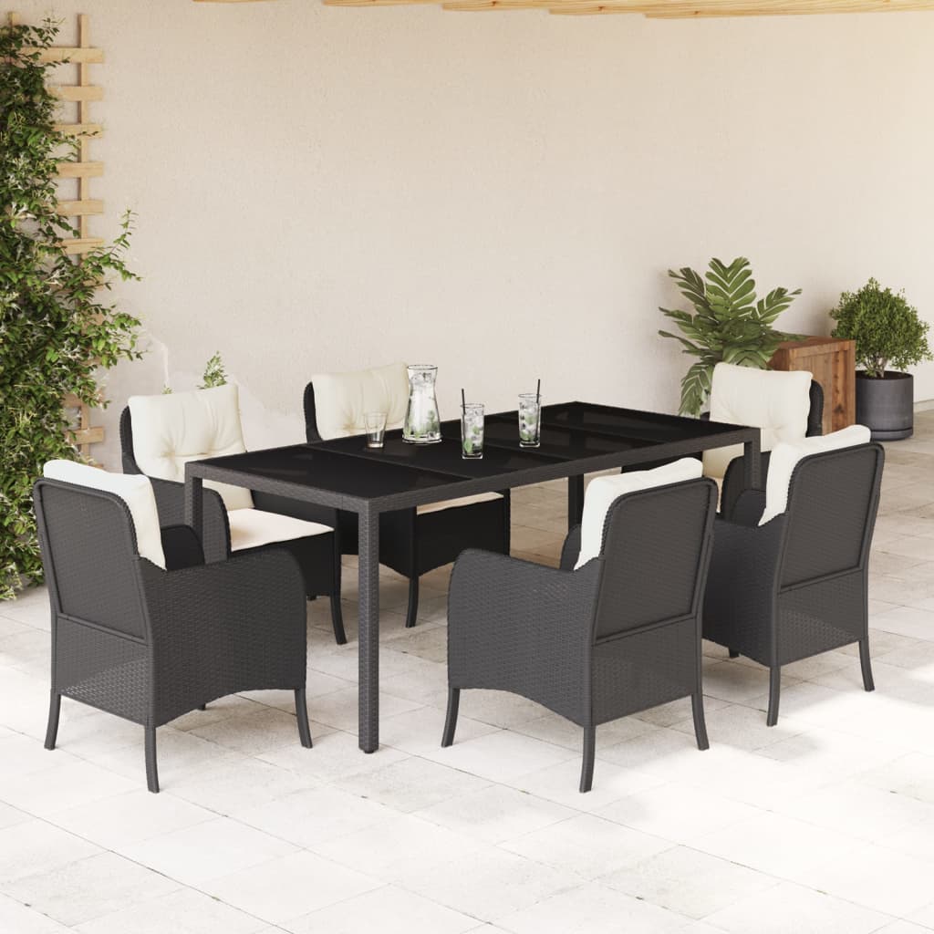 Patio Dining Set with Cushions Outdoor Garden Furniture Poly Rattan