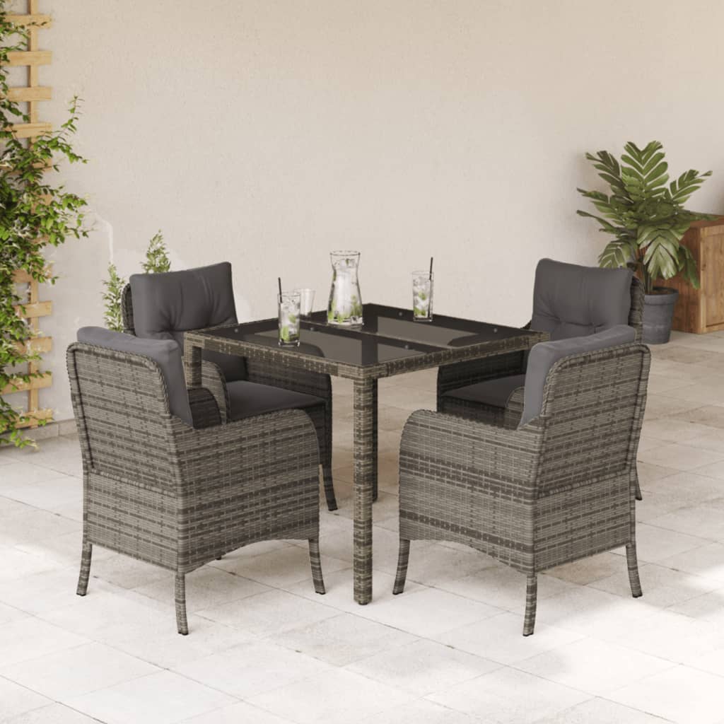Patio Dining Set with Cushions Outdoor Garden Furniture Poly Rattan