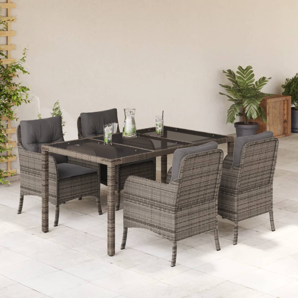 Patio Dining Set with Cushions Outdoor Garden Furniture Poly Rattan