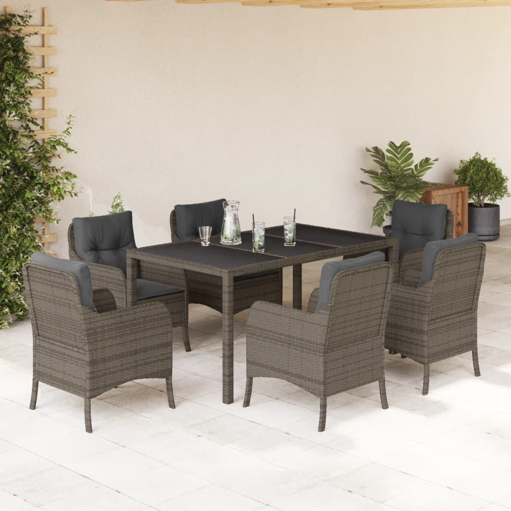 Patio Dining Set with Cushions Outdoor Garden Furniture Poly Rattan