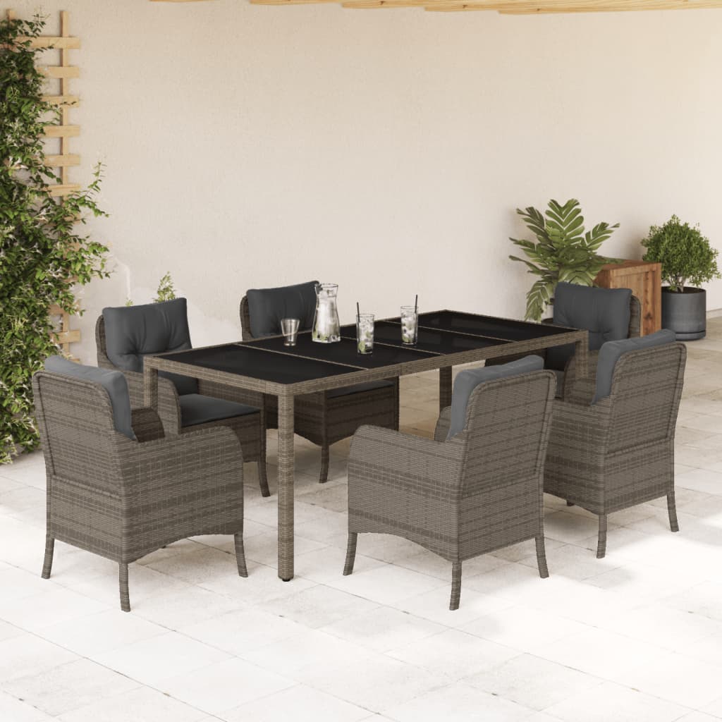 Patio Dining Set with Cushions Outdoor Garden Furniture Poly Rattan