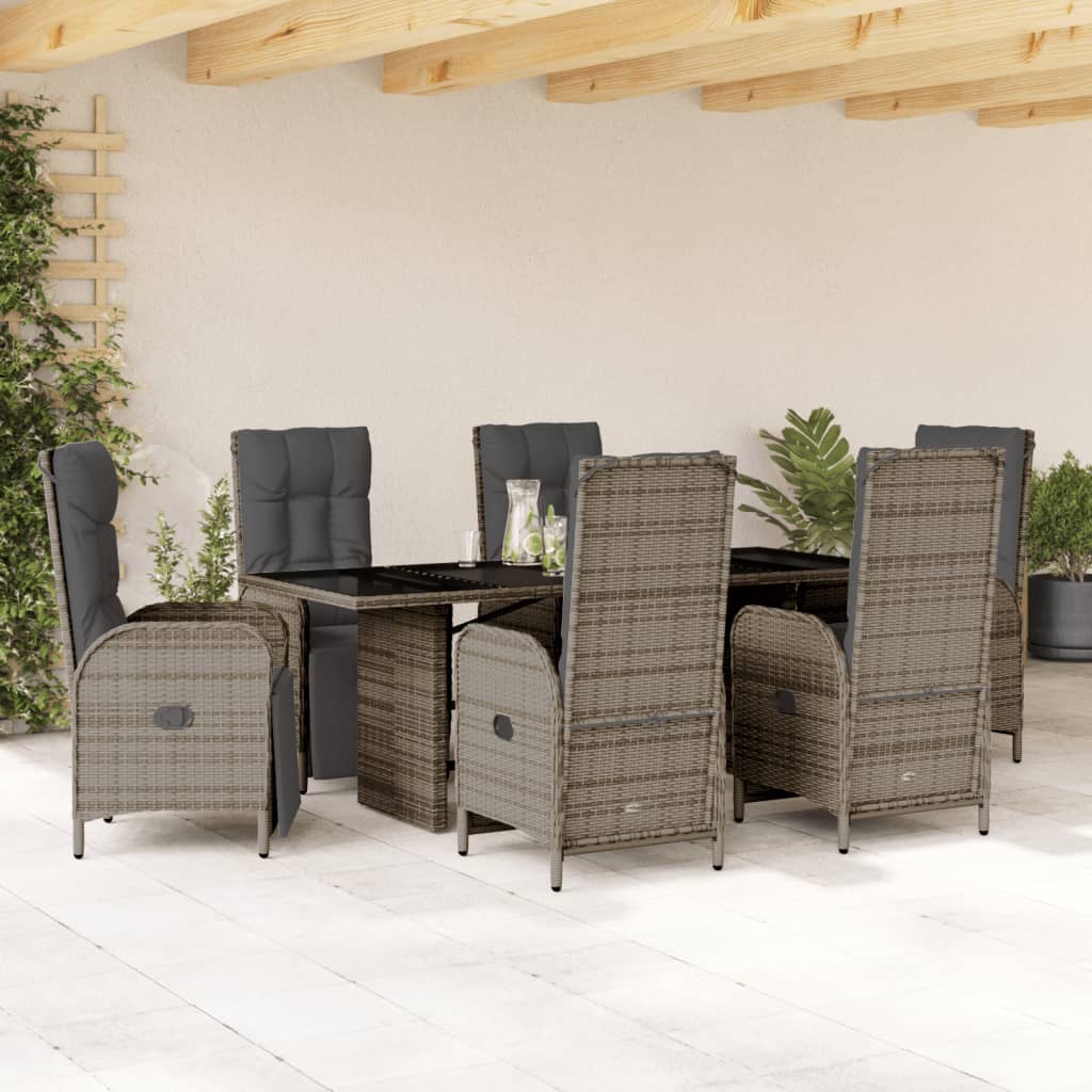 Patio Dining Set with Cushions Outdoor Garden Furniture Poly Rattan