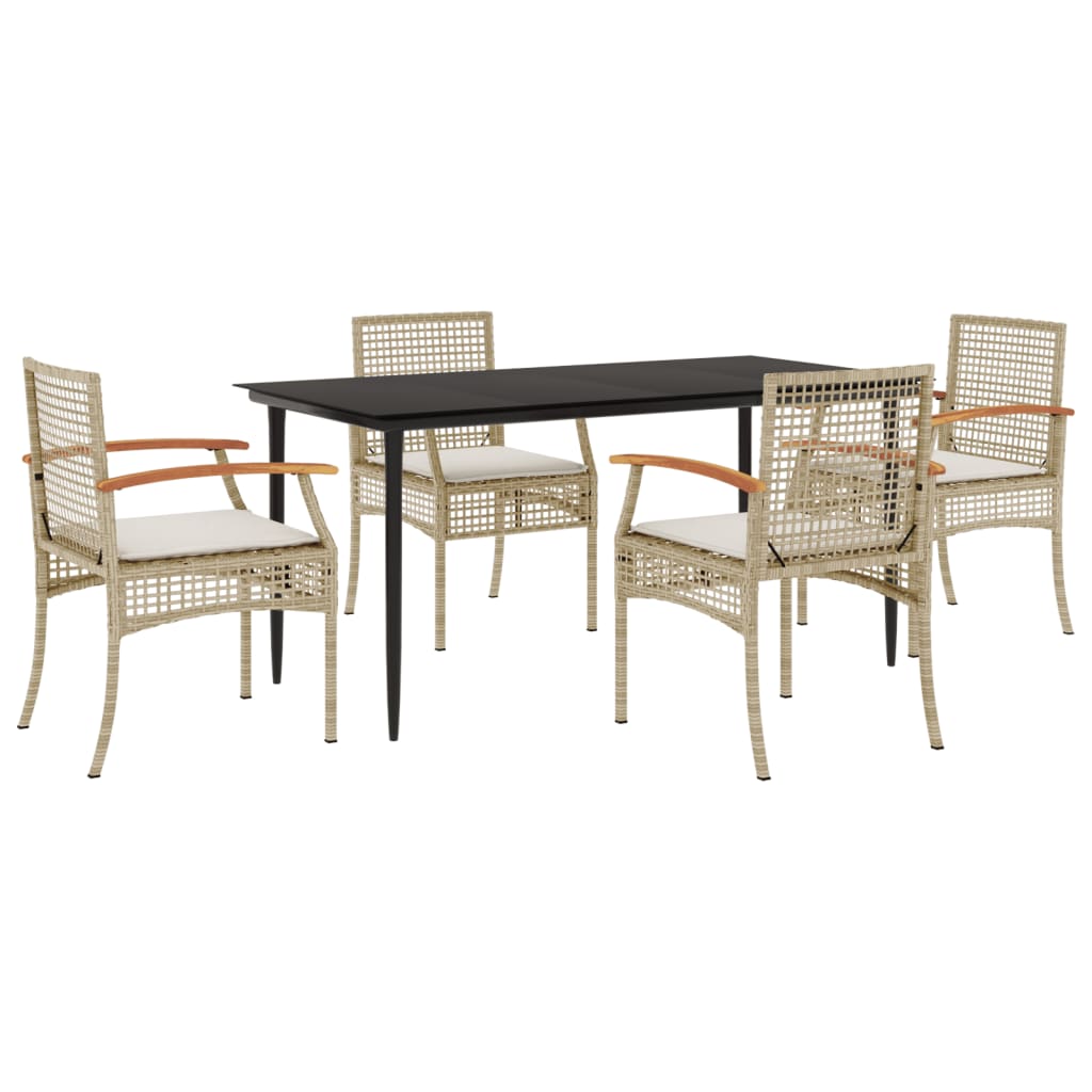 Patio Dining Set with Cushions Outdoor Garden Furniture Poly Rattan