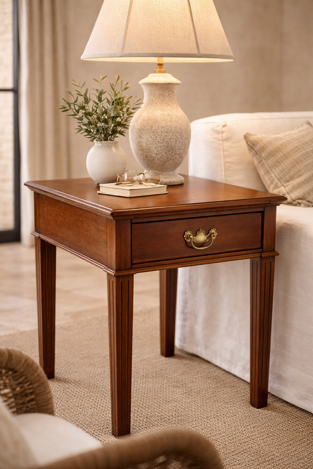 Vintage Hickory Banded Mahogany Side Table – James River Collection – Traditional Accent Table – Classic American Craftsmanship