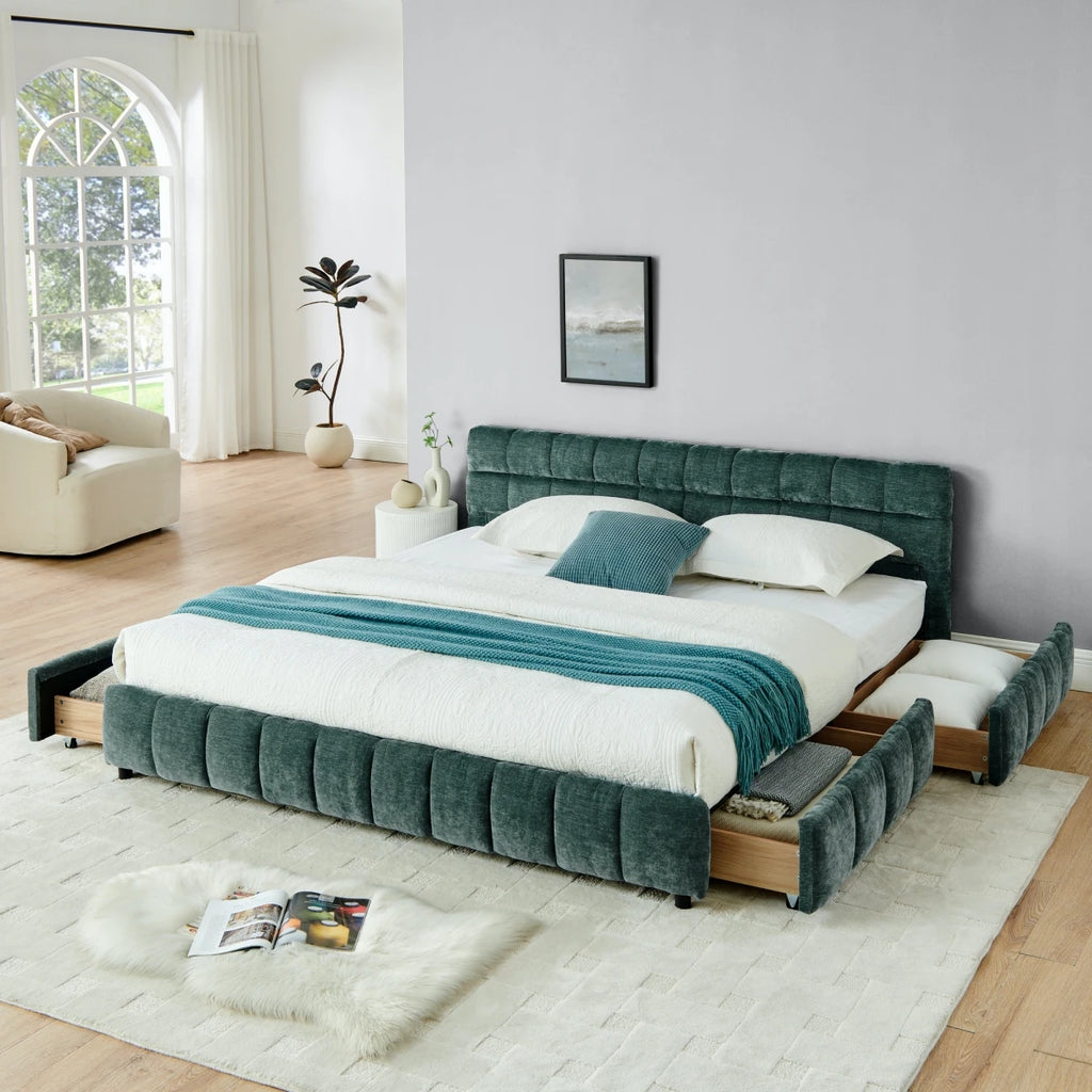 High Quality Modern King Bed Soft Upholstered Frame with Fabric for Home or Hotel Wholesale Furniture High-End Design