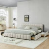 High Quality Modern King Bed Soft Upholstered Frame with Fabric for Home or Hotel Wholesale Furniture High-End Design