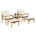 5 Piece Rattan Furniture Set with Square Coffee Table-White