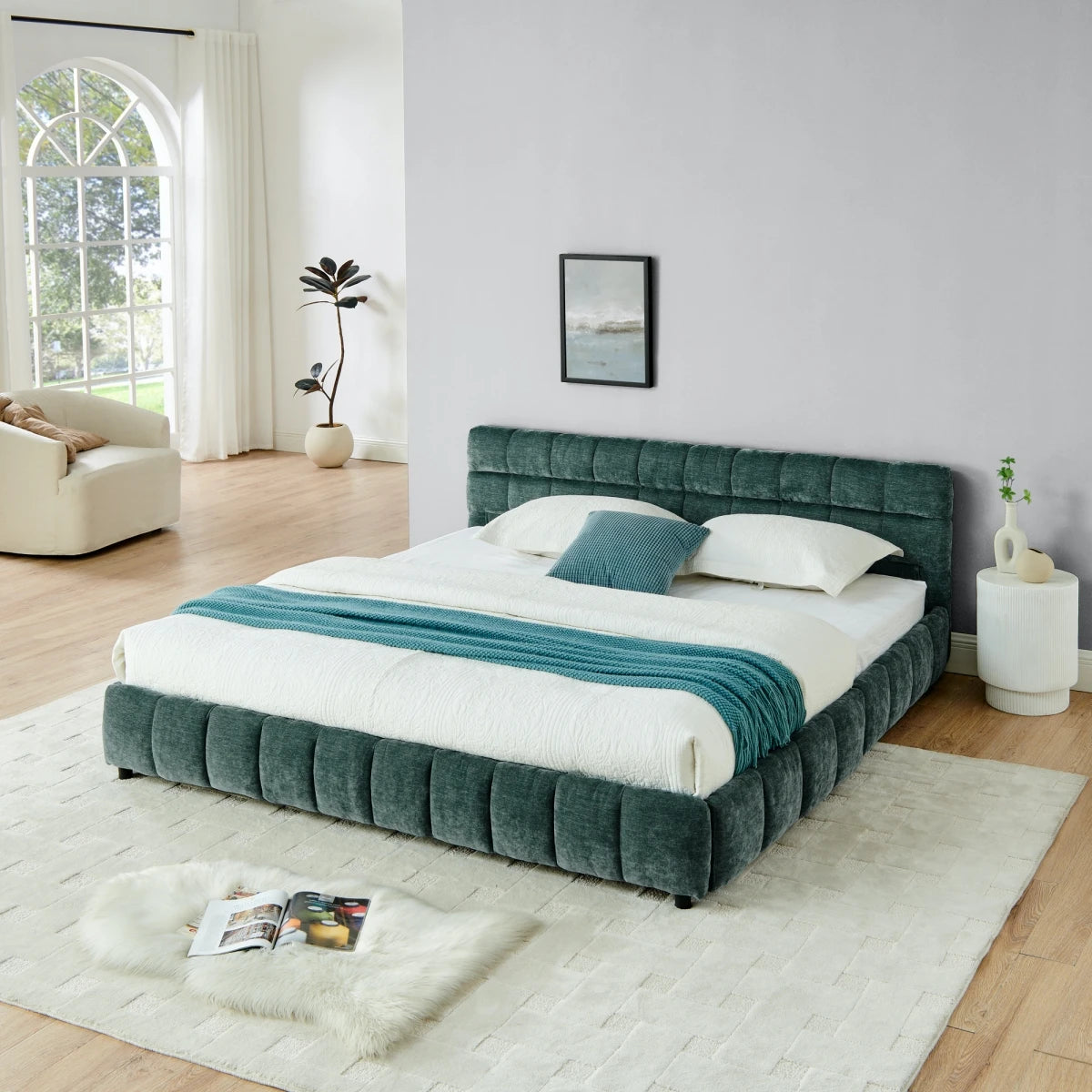 High Quality Modern King Bed Soft Upholstered Frame with Fabric for Home or Hotel Wholesale Furniture High-End Design