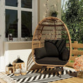 360° Swivel Egg Chair, Oversized Patio Rotating Basket Chair, Waterproof, Steel Frame & Metal Base, PE Rattan Lounge Chair