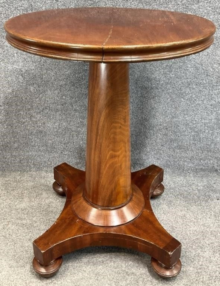 Antique Mahogany Pedestal Table – Late Victorian Round Accent Table – Italian Villa Style Occasional Table