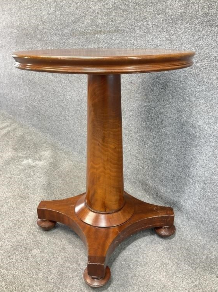 Antique Mahogany Pedestal Table – Late Victorian Round Accent Table – Italian Villa Style Occasional Table
