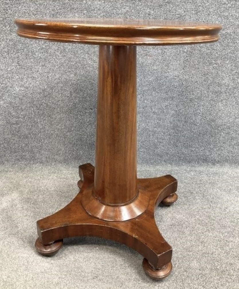 Antique Mahogany Pedestal Table – Late Victorian Round Accent Table – Italian Villa Style Occasional Table