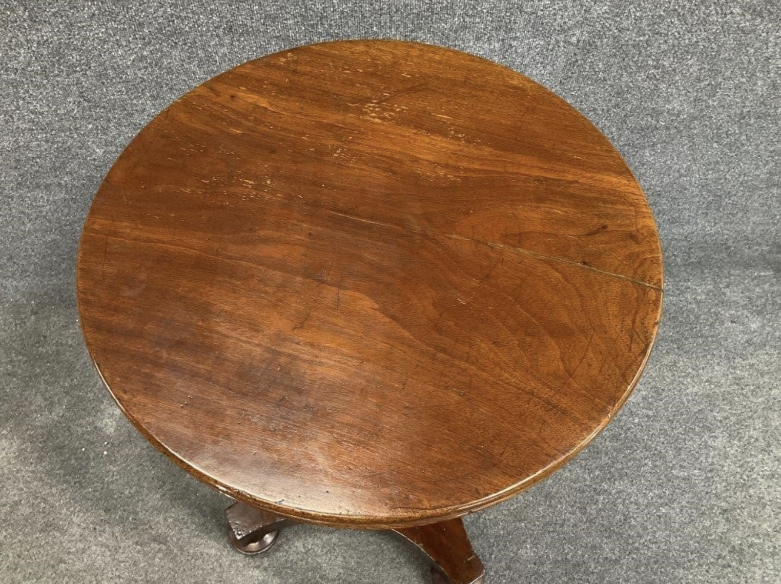 Antique Mahogany Pedestal Table – Late Victorian Round Accent Table – Italian Villa Style Occasional Table