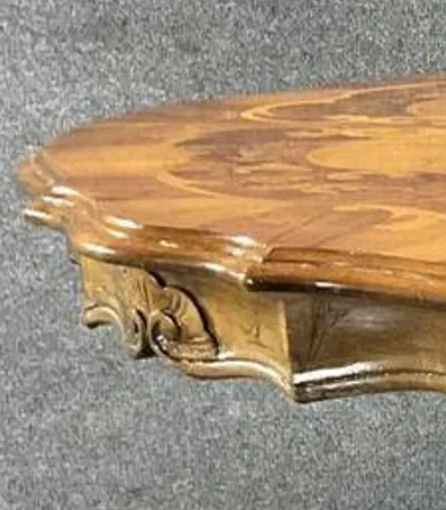 Antique English Hand-Carved Marquetry Inlaid Mahogany | Victorian Center Table