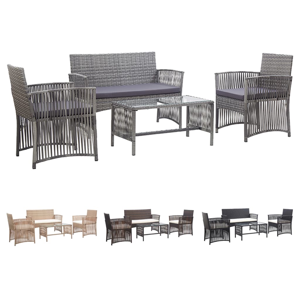 Patio Furniture Set 4 Piece Patio Sofa Conversation Set Poly Rattan