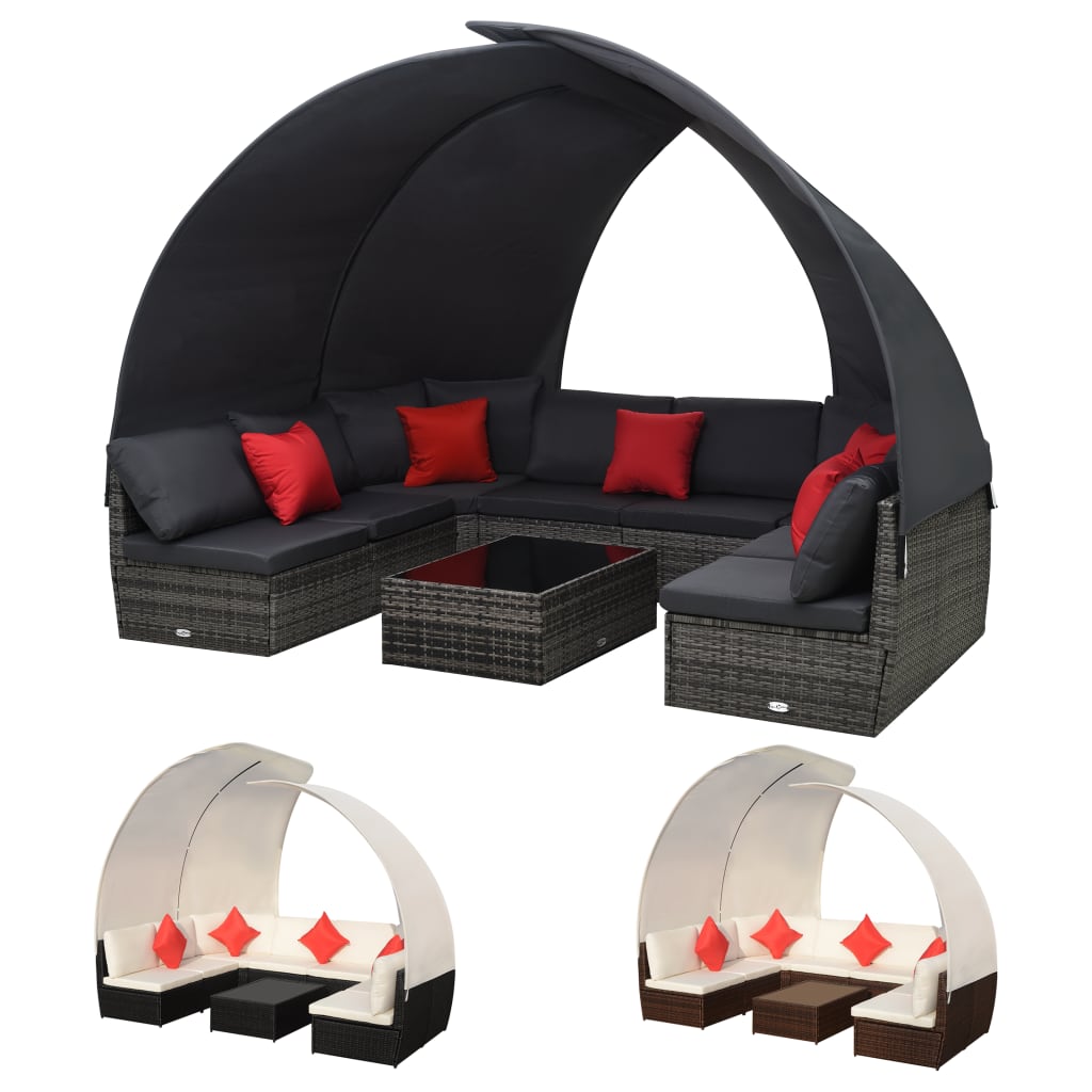 Patio Furniture Set 9 Piece Sectional Sofa with Coffee Table Rattan