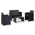 Patio Furniture Set 4 Piece Loveseat Sofa with Cushions Poly Rattan